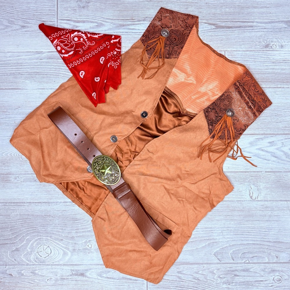 Adult robber cowboy halloween costume cosplay accessories bet , vest and bandana
